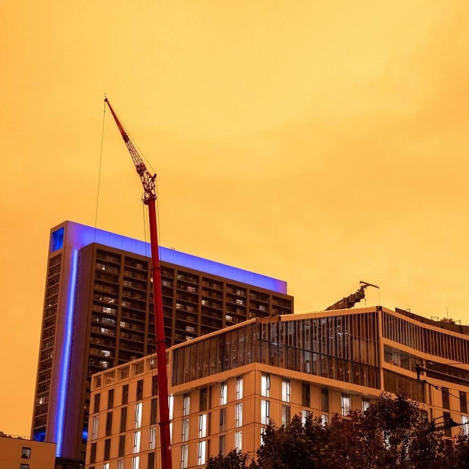 SF with orange sky due to wildfire smoke